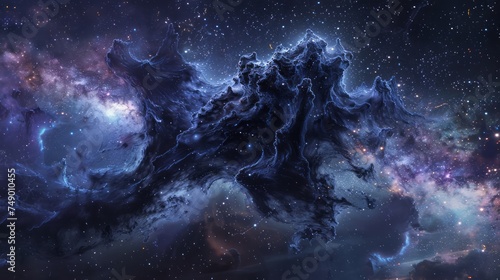 Space wallpaper. Haunting beauty of a dark nebula, as it looms against the backdrop of a starry sky, its inky tendrils reaching out like the fingers of some cosmic specter