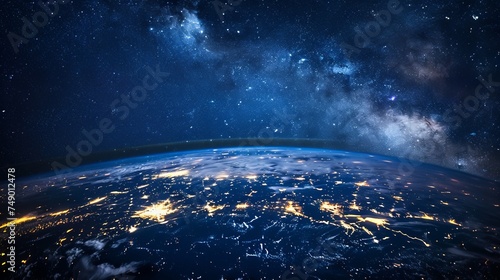 Planet earth from the space at night.