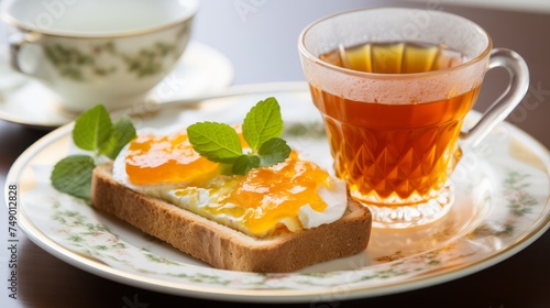 English breakfast, with neatly arranged ingredients on a white plate