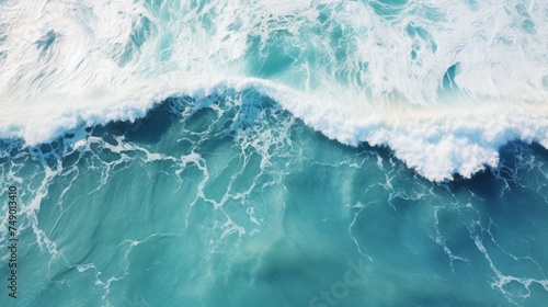 aerial panoramic ocean waves hitting beach
