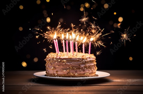 birthday cake with sparkler with sparkler