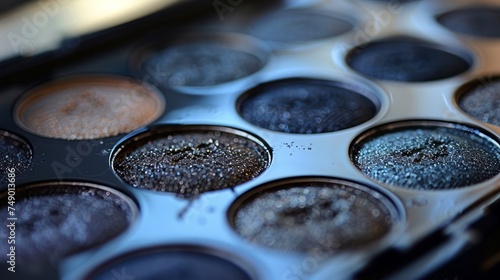 An unbranded eyeshadow palette featuring neutral shades, highlighting the ver...