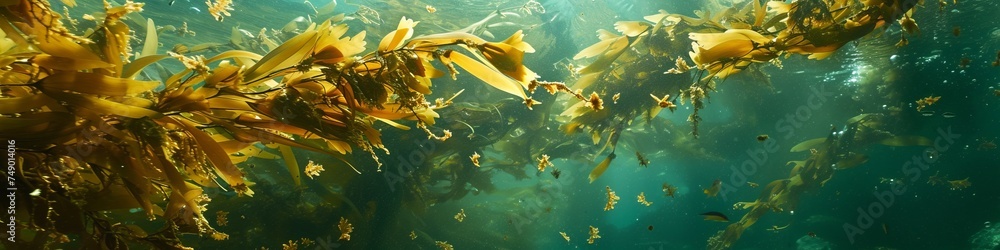 brown and green algae underwater. brown and green algae underwater.