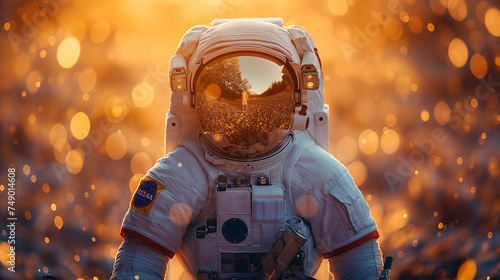 Step into the cosmos with our stunning astronaut fashion model! Against the backdrop of a mesmerizing galaxy, she embodies celestial elegance and futuristic style.