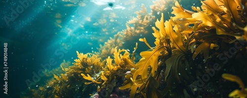 brown and green algae underwater.