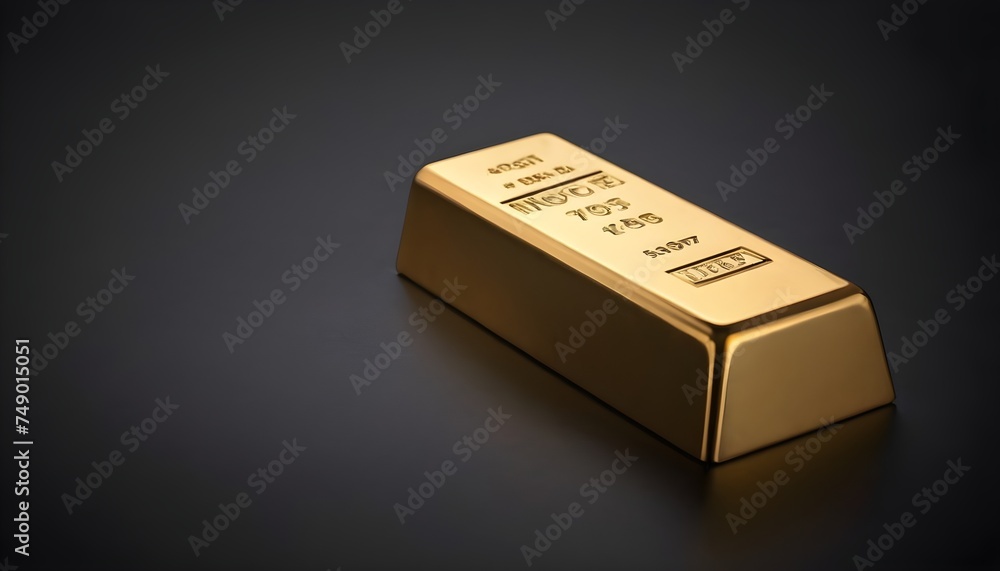 Gold ingot isolated on dark background close-up Gold ingot isolated on dark background close-up