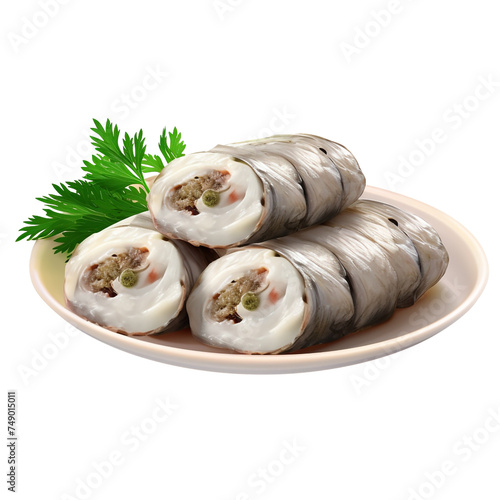 Rollmops Pickeled Herring Rolls isolated on transparent background photo