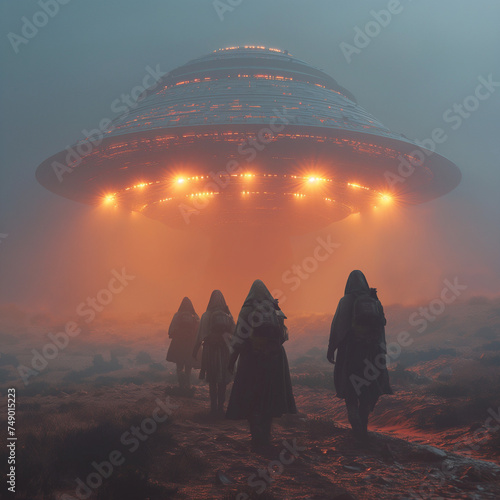 Behold the mystique of Mars as vibrant aliens emerge from the colorful fog. In this sci-fi realm, realism meets the unknown, inviting us to explore the wonders of the Red Planet.