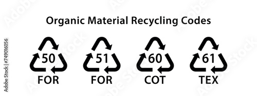 organic material recycling codes, vector black eco symbols