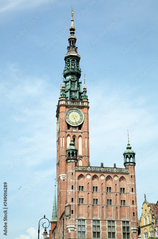 Obraz premium Gdansk Medieval Town Hall With A Clock