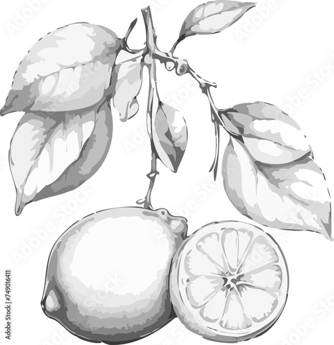 hand drawn illustration of an lemon