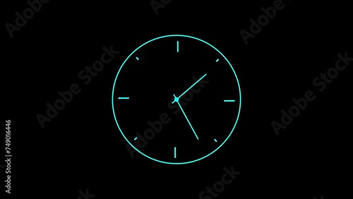 Wallpaper Mural Unique Clock icon. Clock icon with moving in 12 hour loop black background animation. Torontodigital.ca