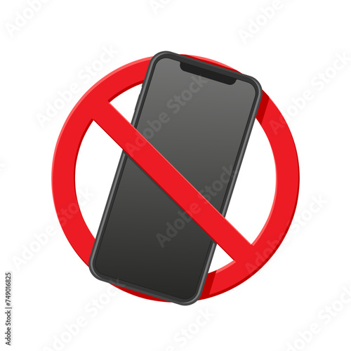 no cell phone warning sign, calls not allowed, smartphone vector illustration, prohibition sign, do not use mobile telephones