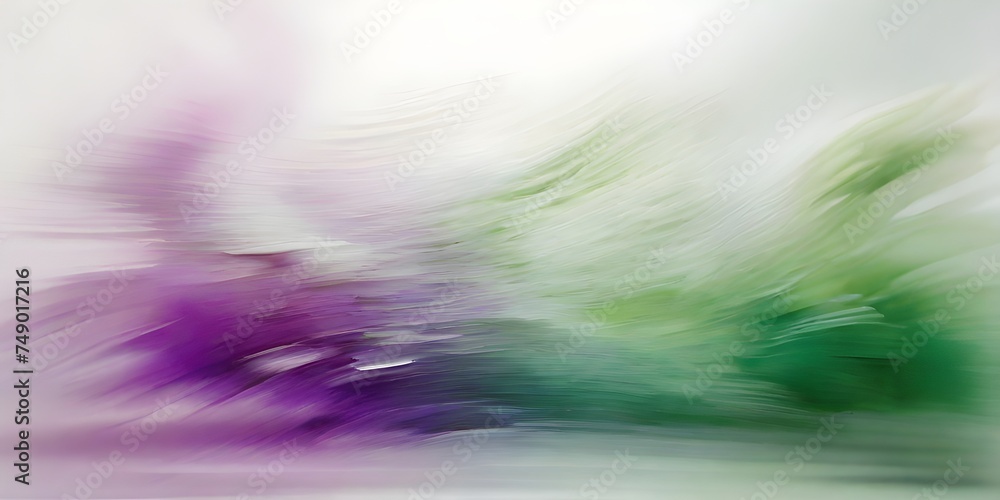An abstract blur of green and purple colors with a grainy texture on a white background, generative AI