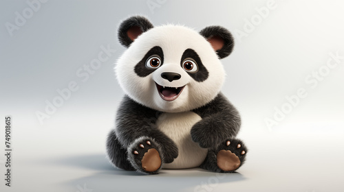 3d cartoon panda on white background