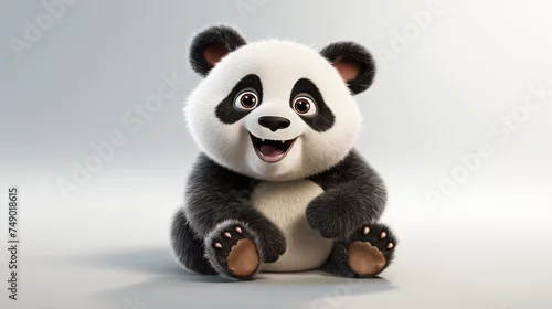 Fototapeta na wymiar 3d cartoon panda on white background