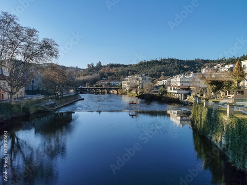 View of the thermal area of S. Pedro do Sul, Vouga River and buildings on the banks of the river supporting thermal spas, hotels and others, Viseu, Portugal © Miguel Almeida