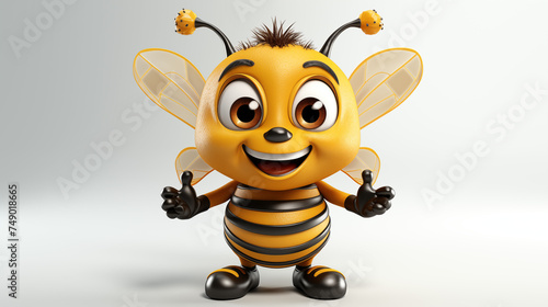 3d cartoon bee isolated in white background