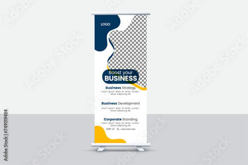 Creative and attractive roll up banner template, vector design.