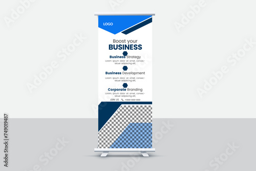 Creative and attractive roll up banner template, vector design.