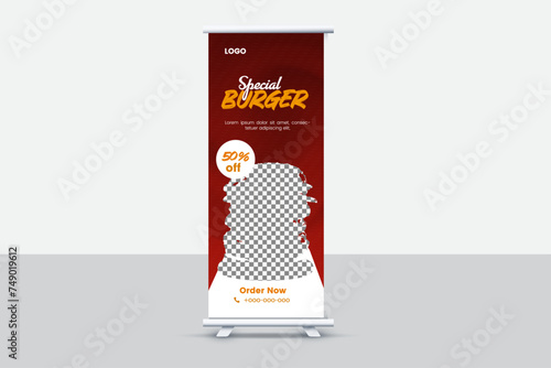 Creative and attractive roll up banner template, vector design.
