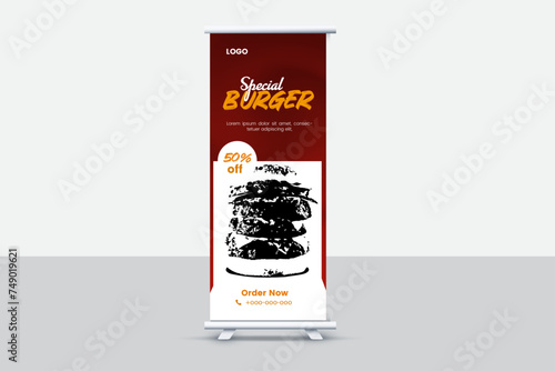 Creative and attractive roll up banner template, vector design.