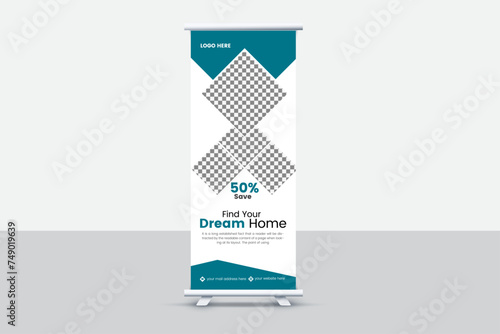 Creative and attractive roll up banner template, vector design.