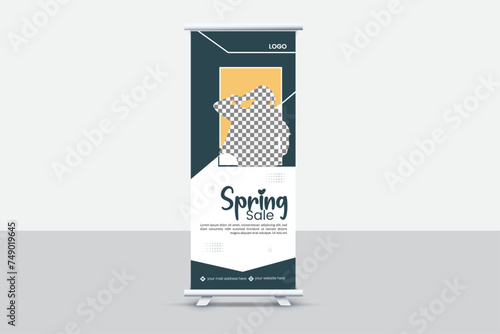 Creative and attractive roll up banner template, vector design.
