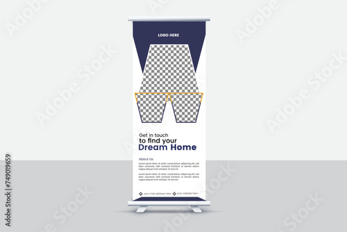 Creative and attractive roll up banner template, vector design.