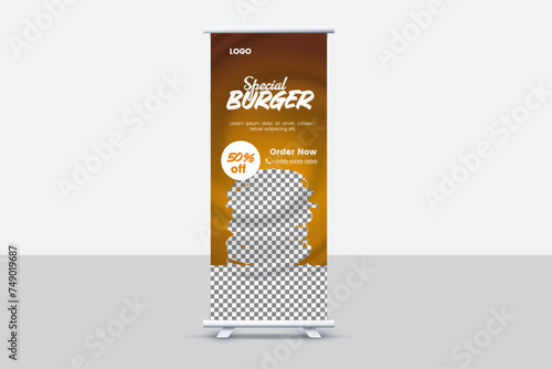 Creative and attractive roll up banner template, vector design.