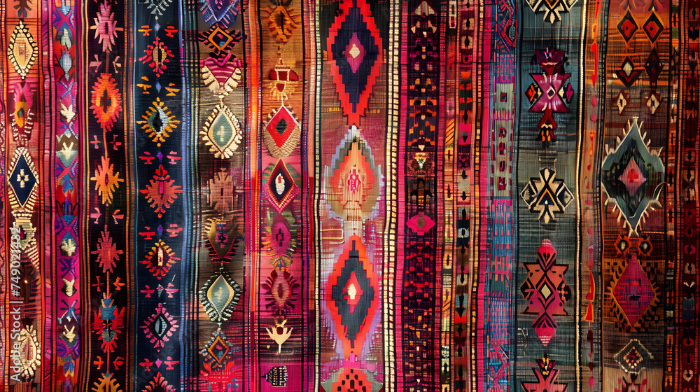 Vibrant Multicolored Rug With Diverse Patterns Vibrant Multicolored Rug With Diverse Patterns