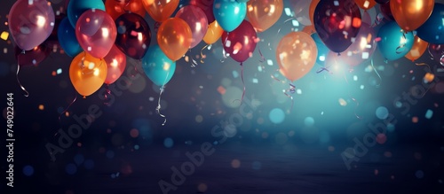 Wallpaper Mural happy birthday background with balloons and ribbons Torontodigital.ca