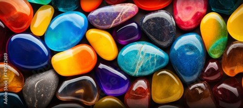 colorful rocks in the middle of glass rocks