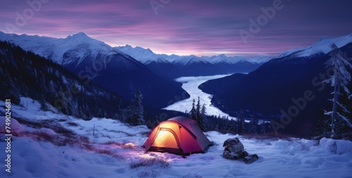 winter camps. camping in your own tent,