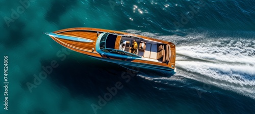 underwater cruise in the sea in a sport boat aerial © olegganko