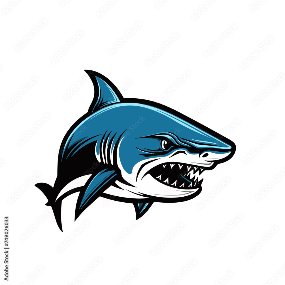 Shark mascot logo template vector icon illustration design isolated on white background Shark mascot logo template vector icon illustration design isolated on white background