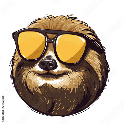 Sleeping sloth with sunglasses. Vector illustration for your design