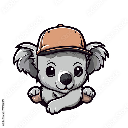 Cute cartoon koala in a baseball cap. Vector illustration.