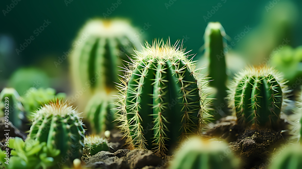 Close-up of cactus plant surface with sharp needles Close-up of cactus plant surface with sharp needles