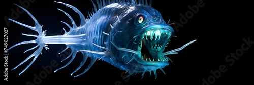 The Abyssal Hunter: An Intense Glimpse of an Anglerfish in Deep Water photo