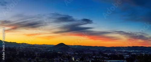 Fototapeta Naklejka Na Ścianę i Meble -  Sunrise, sunset, over horizon, mountain, silhouette, 