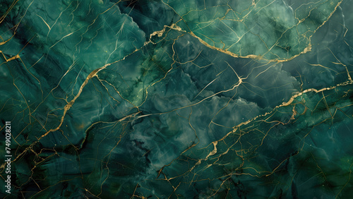 Green marble with golden veins texture background. Generative Ai
