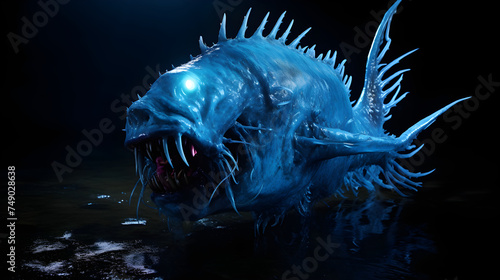 The Abyssal Hunter: An Intense Glimpse of an Anglerfish in Deep Water