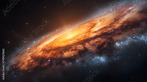 Fantasy space landscape  with galaxy  milky way  and stars. Contemporary space photography.