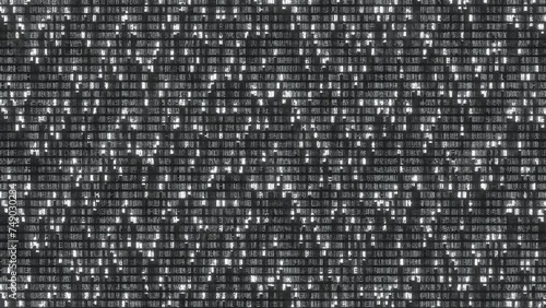 The black and white text matrix rain falling animation as 3d modeling 