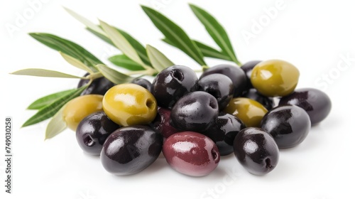olives and olives on a white background.