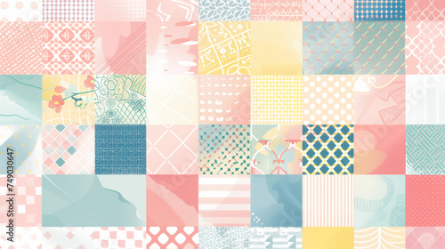 Colorful Harmony: Exquisite Photorealistic Patchwork Fabric Backgrounds