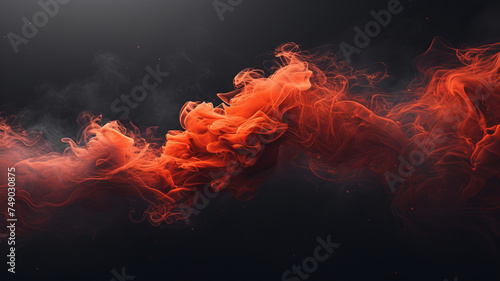 Silky red smoke tendrils float in a dark expanse, mysterious and fluid, AI Generative.