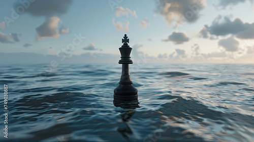 chess piece in the middle of ocean 