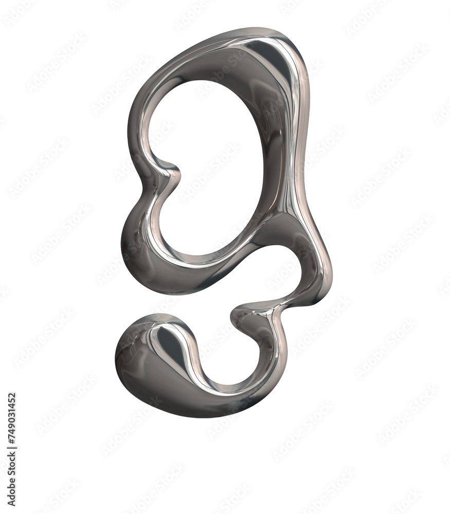 3d liquid chrome letter shape 3d liquid chrome letter shape